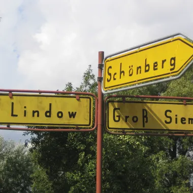 Yellow sinage with street names