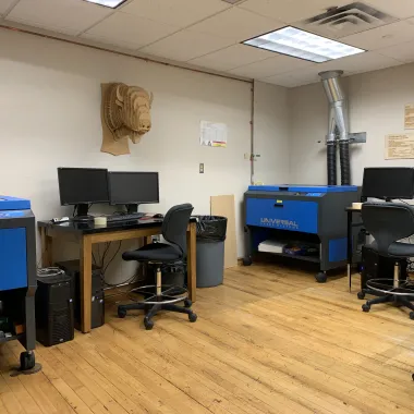 LAAVA lab with equipment, tables, chairs and computers