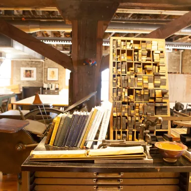 Printmaking equipment in the printmaking studio.