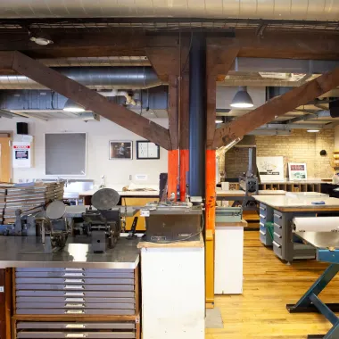 Printmaking equipment in the printmaking studio.