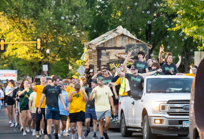 Students on 2024 Homecoming parade float