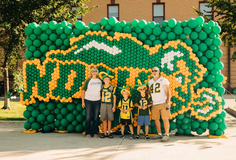 NDSU sign made of balloons for parade