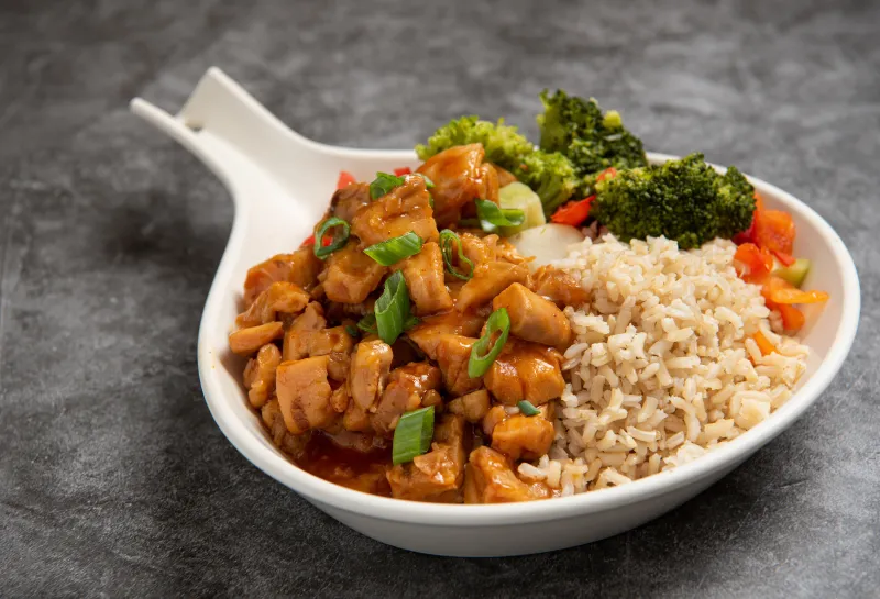 A hot dish of food from the food court