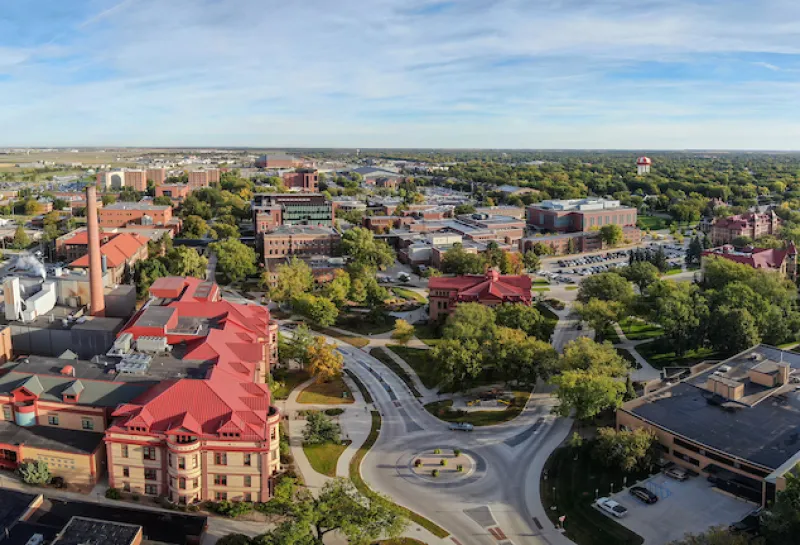 panoramic aerial photo of campus