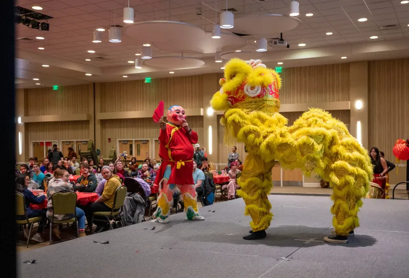 performers on stage during the Lunar New Year event 