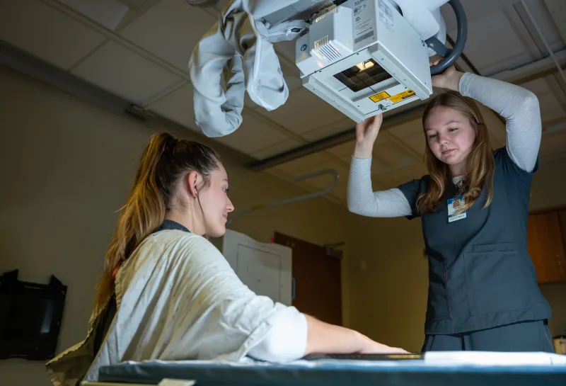 student taking an x-ray