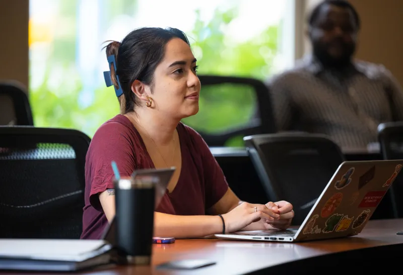 student listening in class