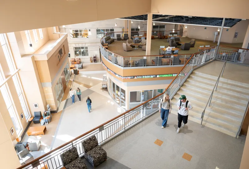 Students walking through Barry Hall