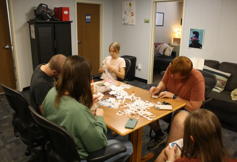 Volunteers prep for an event