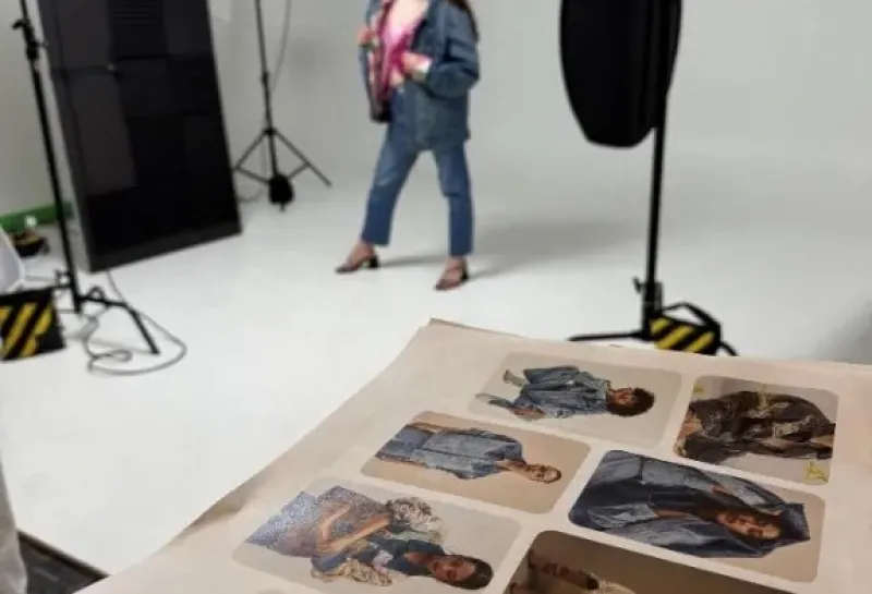 Student posing in front of camera wearing jeans and a jean jacket.