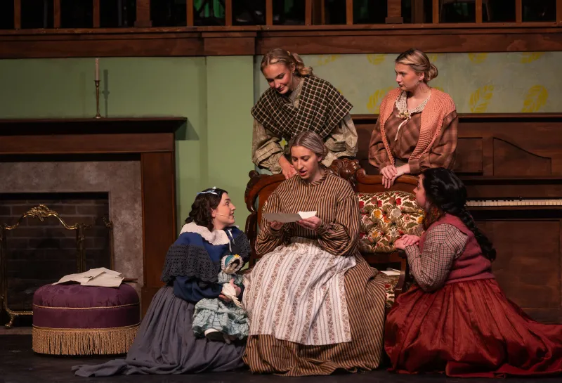 A group of female NDSU students acting in Theatre NDSU's "Little Women."