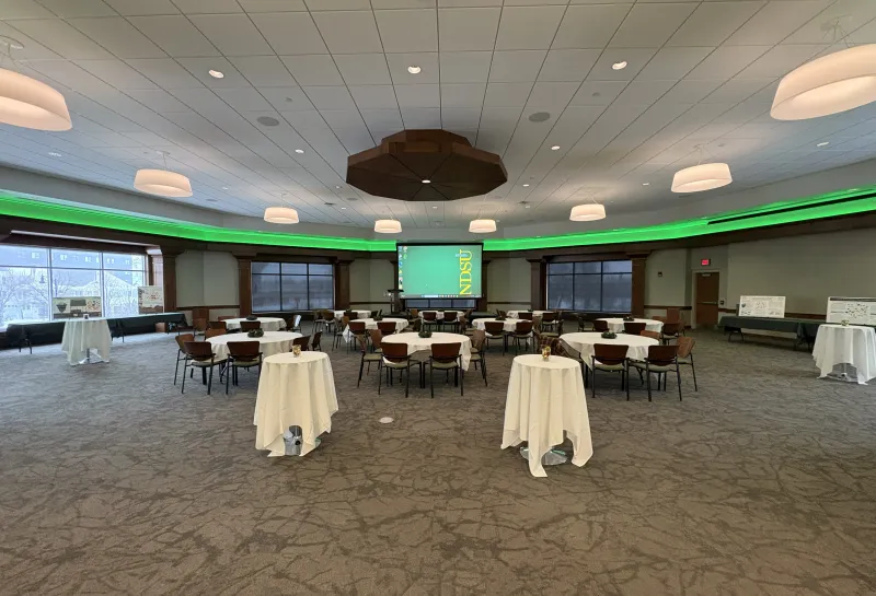 Barry Hall Louise Auditorium Banquet setup