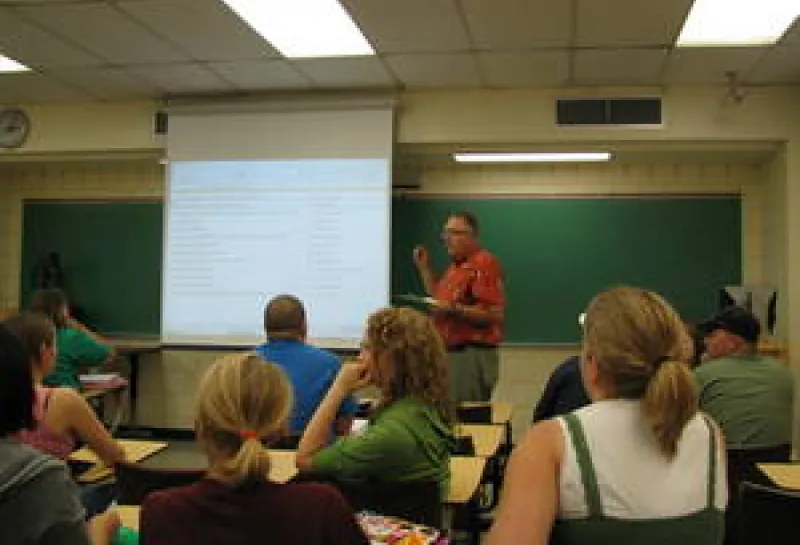 Dr. Stockwell teaching Conservation Biology at NDSU.