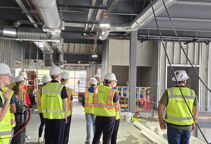 explore engineering students tour Offerdahl construction