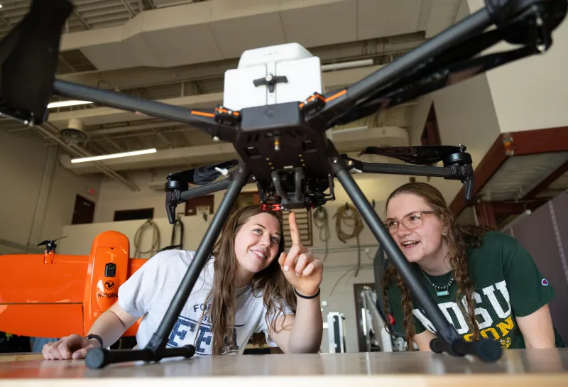 Students Fascinated by Drone