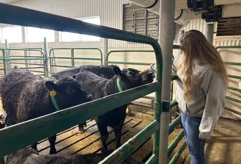 Ashley with cow at ANPC