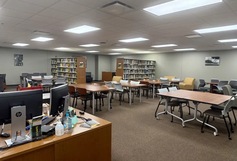 The study space in the Business Library Commons in Barry Hall.