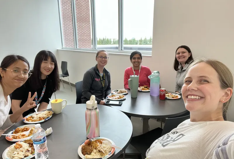 Group photo of a girls meal together