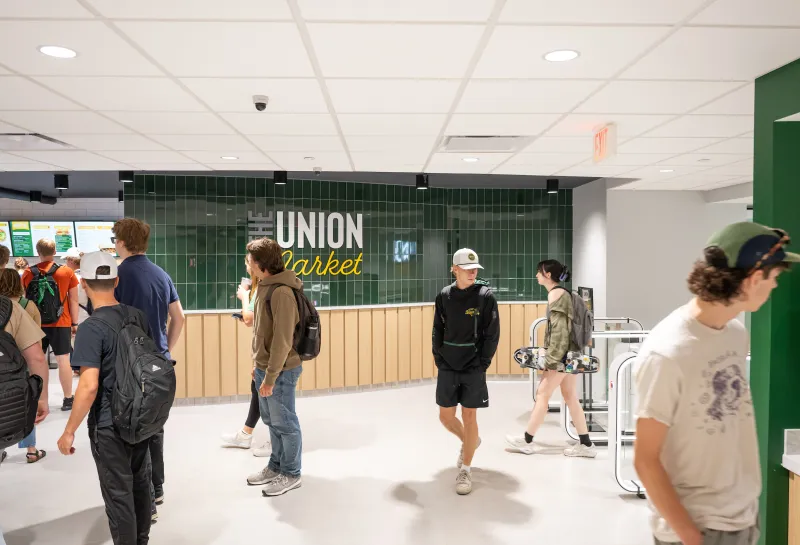 students enjoying the union market