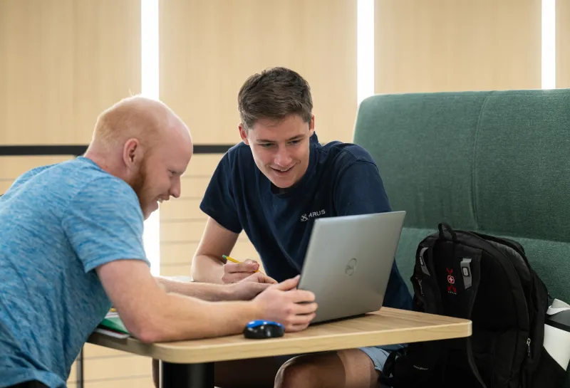 students studying in mortenson commons