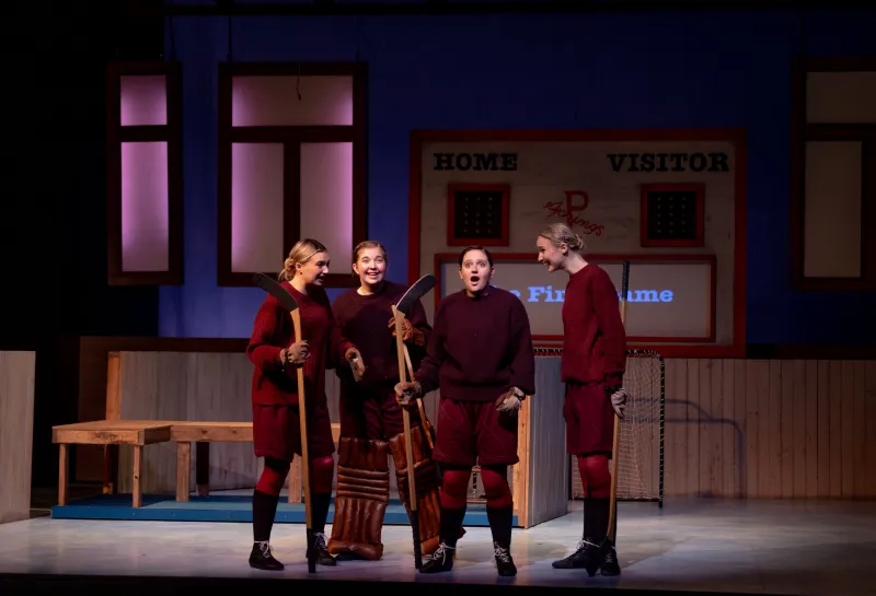 Four female students performing in "Glory" by Theatre NDSU