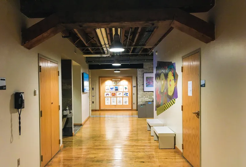 Interior hallway with hardwood floors in Renaissance Hall.