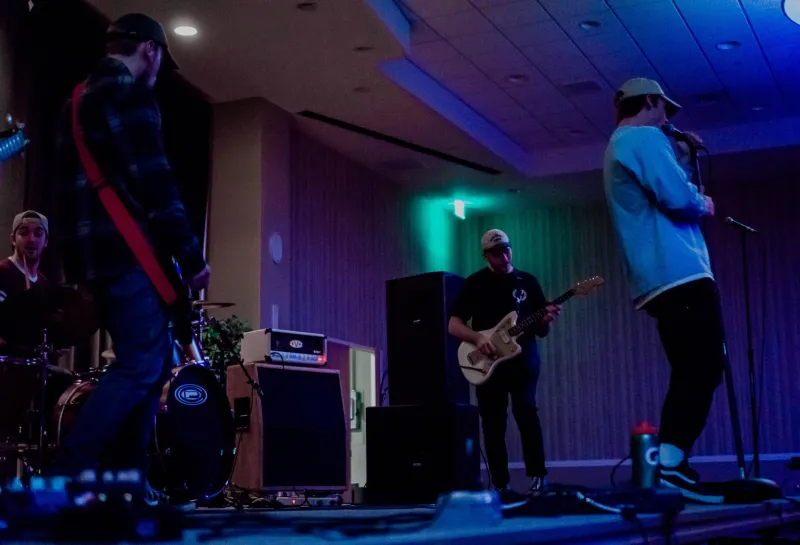 Students playing in a band. 