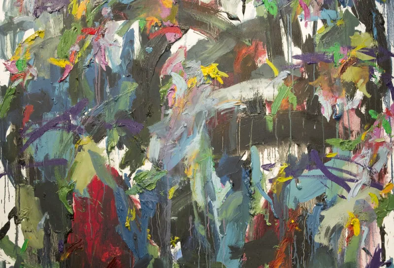 Oil on canvas titled, 'Keep the wolves away.'