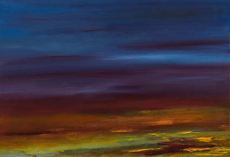 Mixed media on canvas titled, 'Soon it will be a new day.'