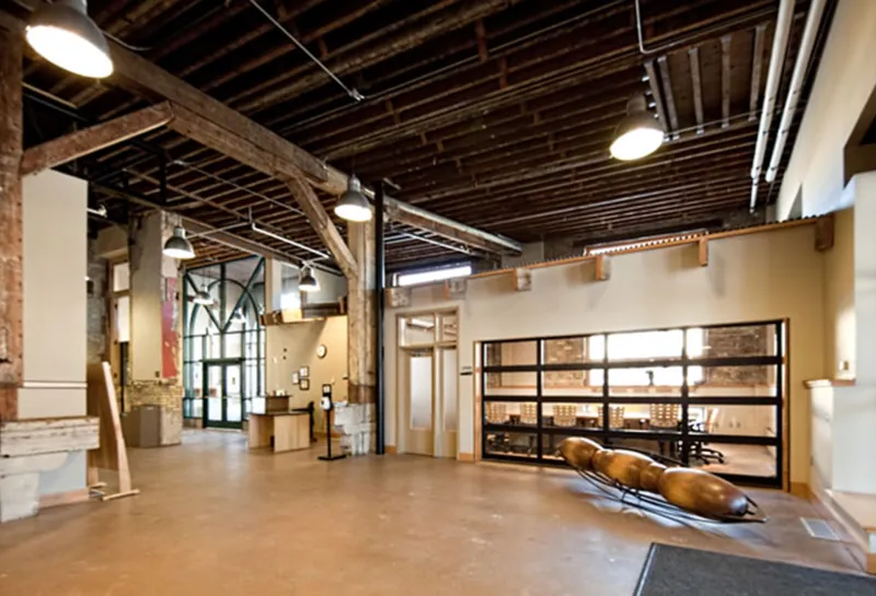 Interior foyer area with conference room in Renaissance Hall