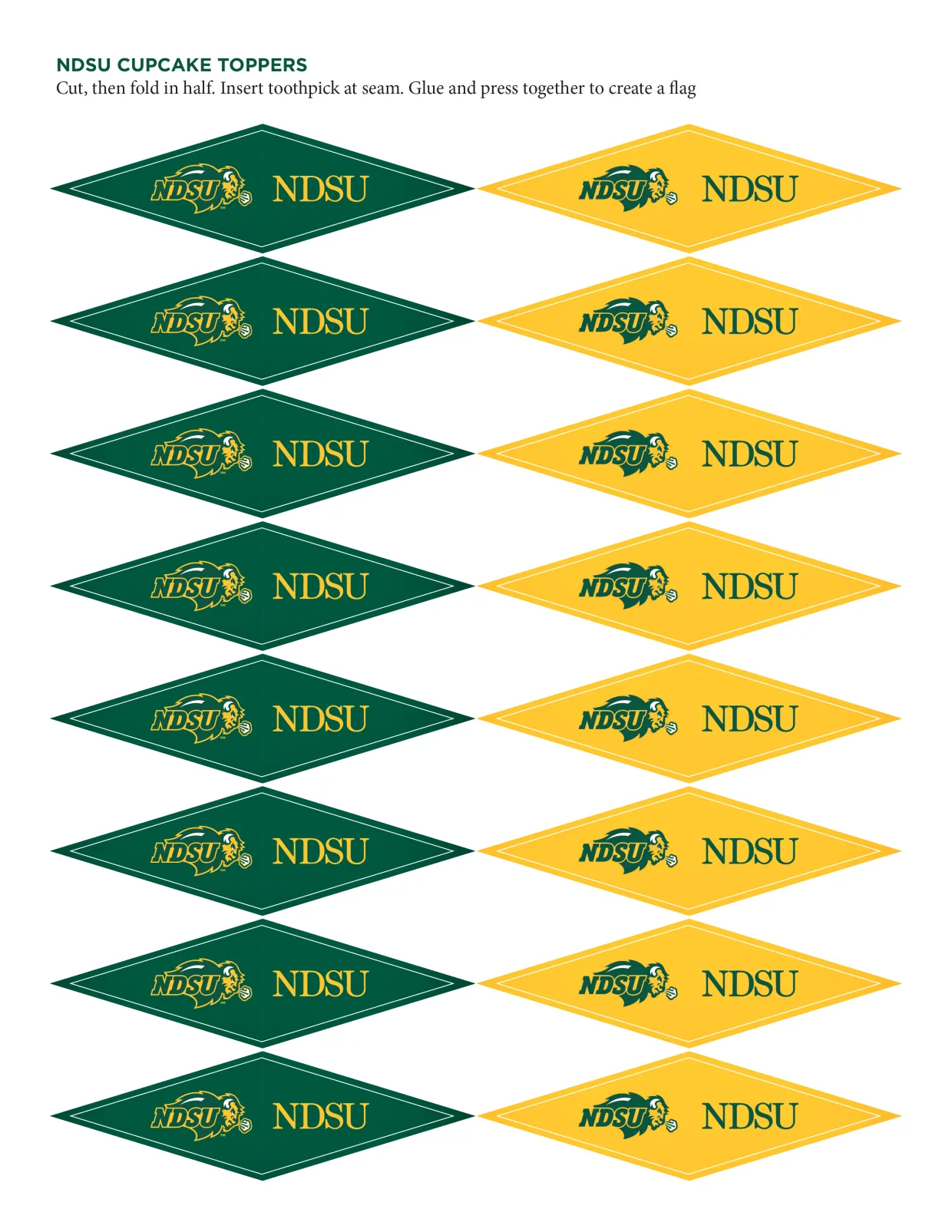NDSU Pennant Cupcake Topper Template 1