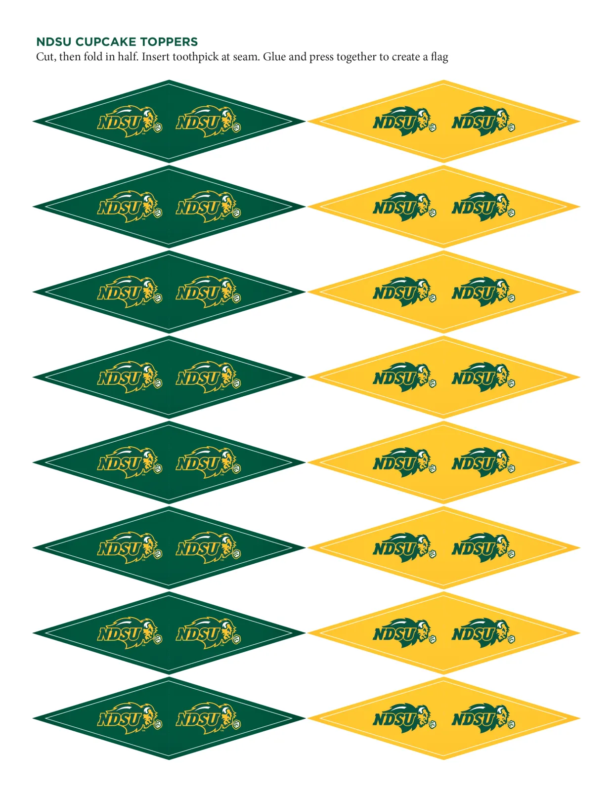 NDSU Pennant Cupcake Topper Template 2
