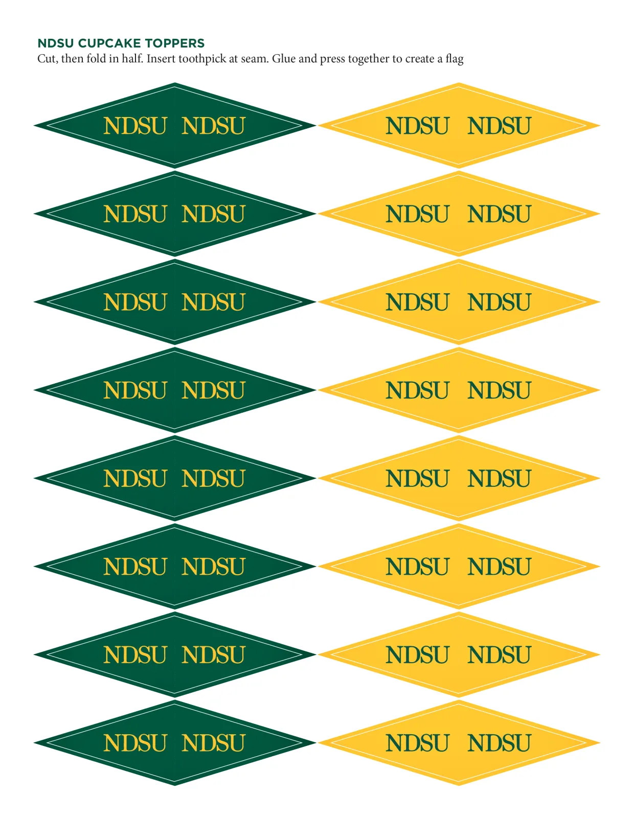 NDSU Pennant Cupcake Topper Template 3