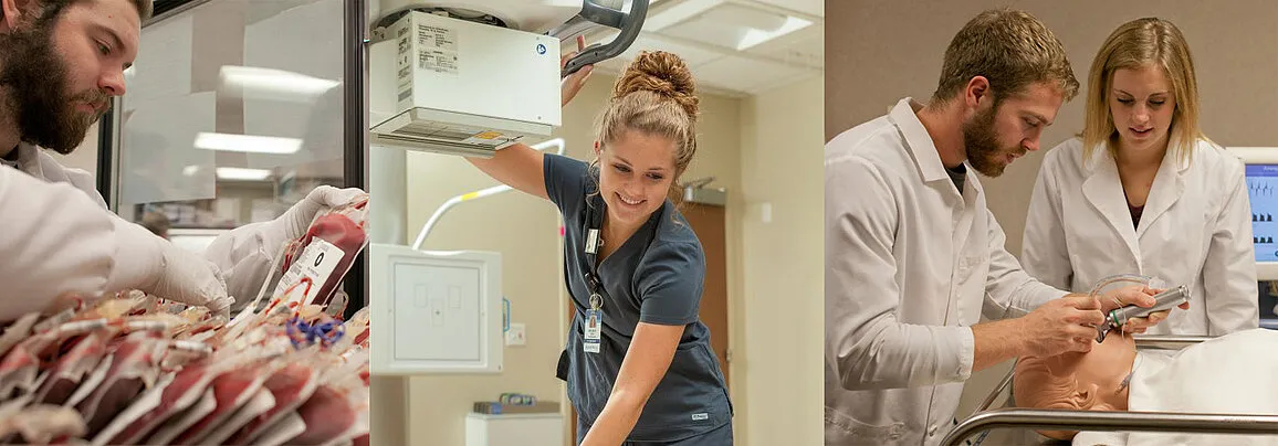 Students in various allied sciences settings