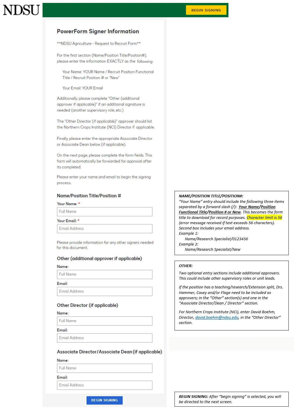 PowerForm Signer Information