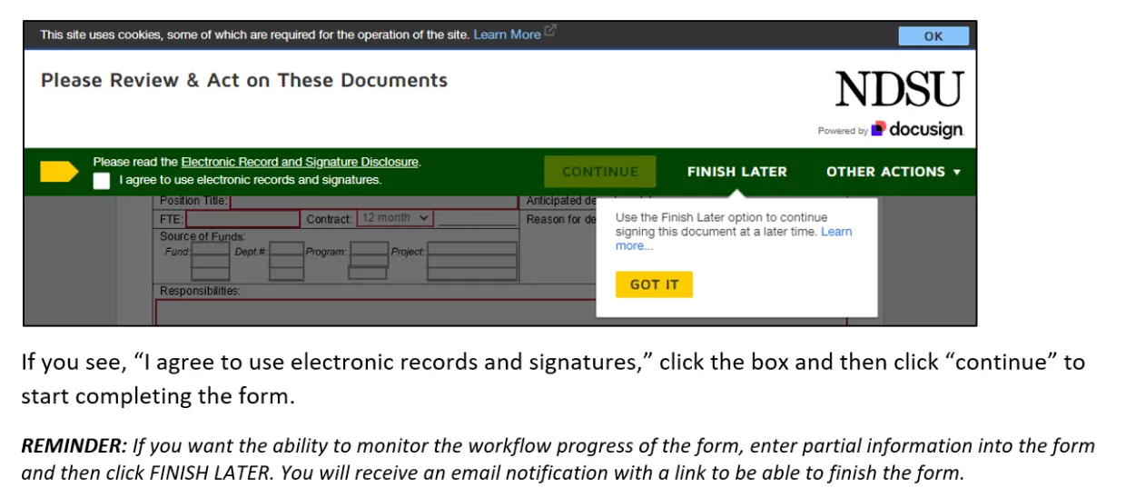 PowerForm review and act on these documents image