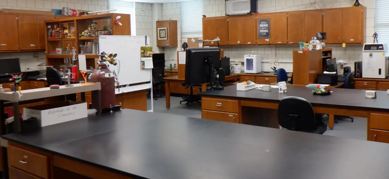 A lab with scientific equipment.