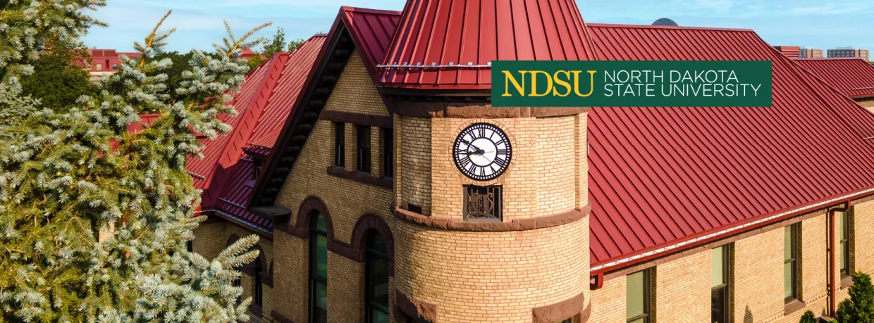 facebook cover photo the Old Main clock and NDSU logo