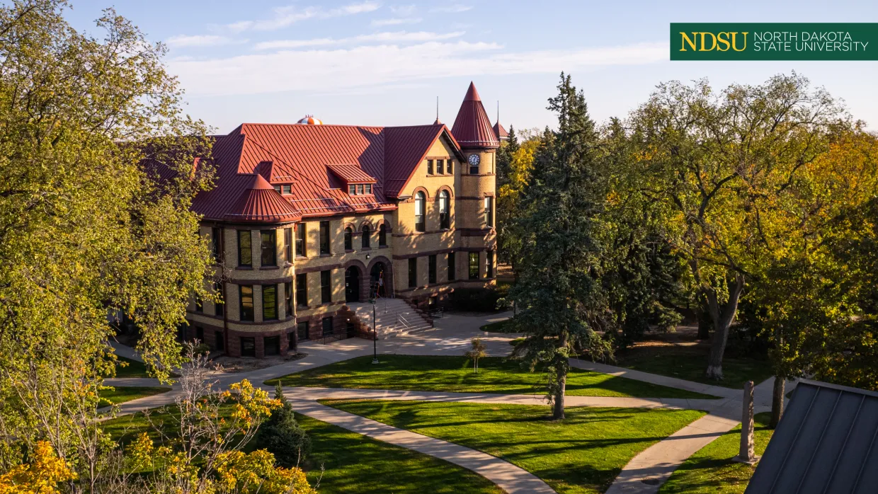 drone photo of Old Main
