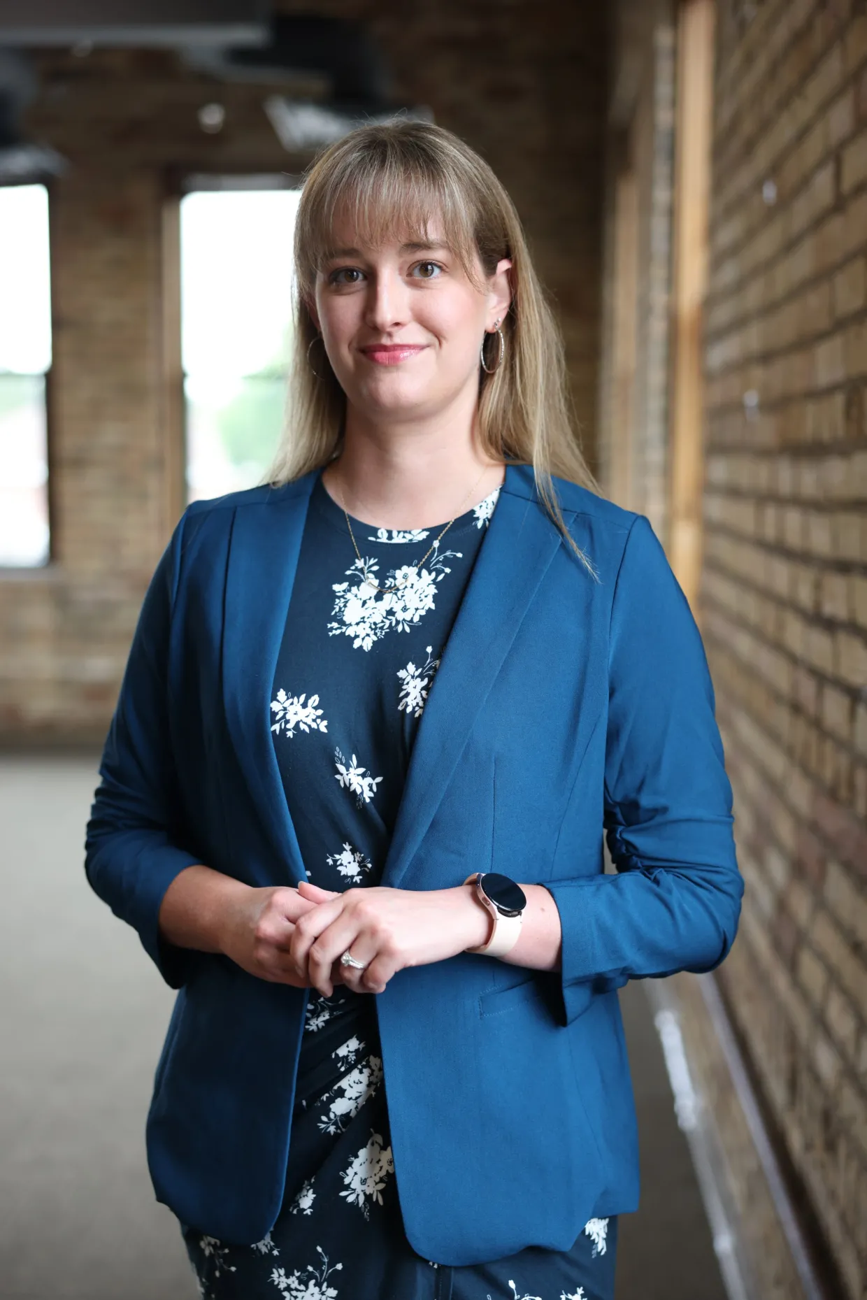 Samantha looking confidently at camera.