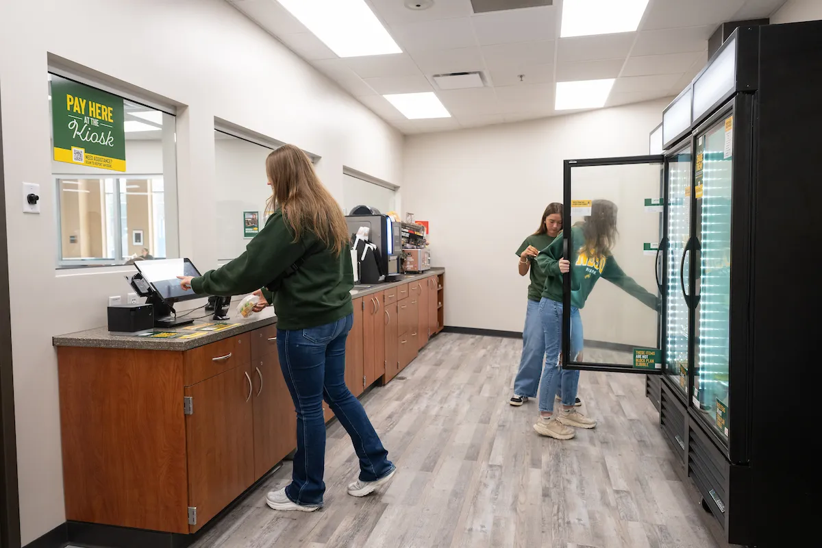 Students helping themselves at the Micro Market in Barry Hall. 