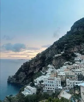 Scenic shot from the balcony of a hotel room in Positano, Italy