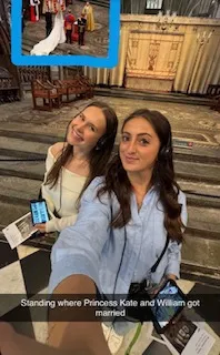 Selfie of two students in a castle