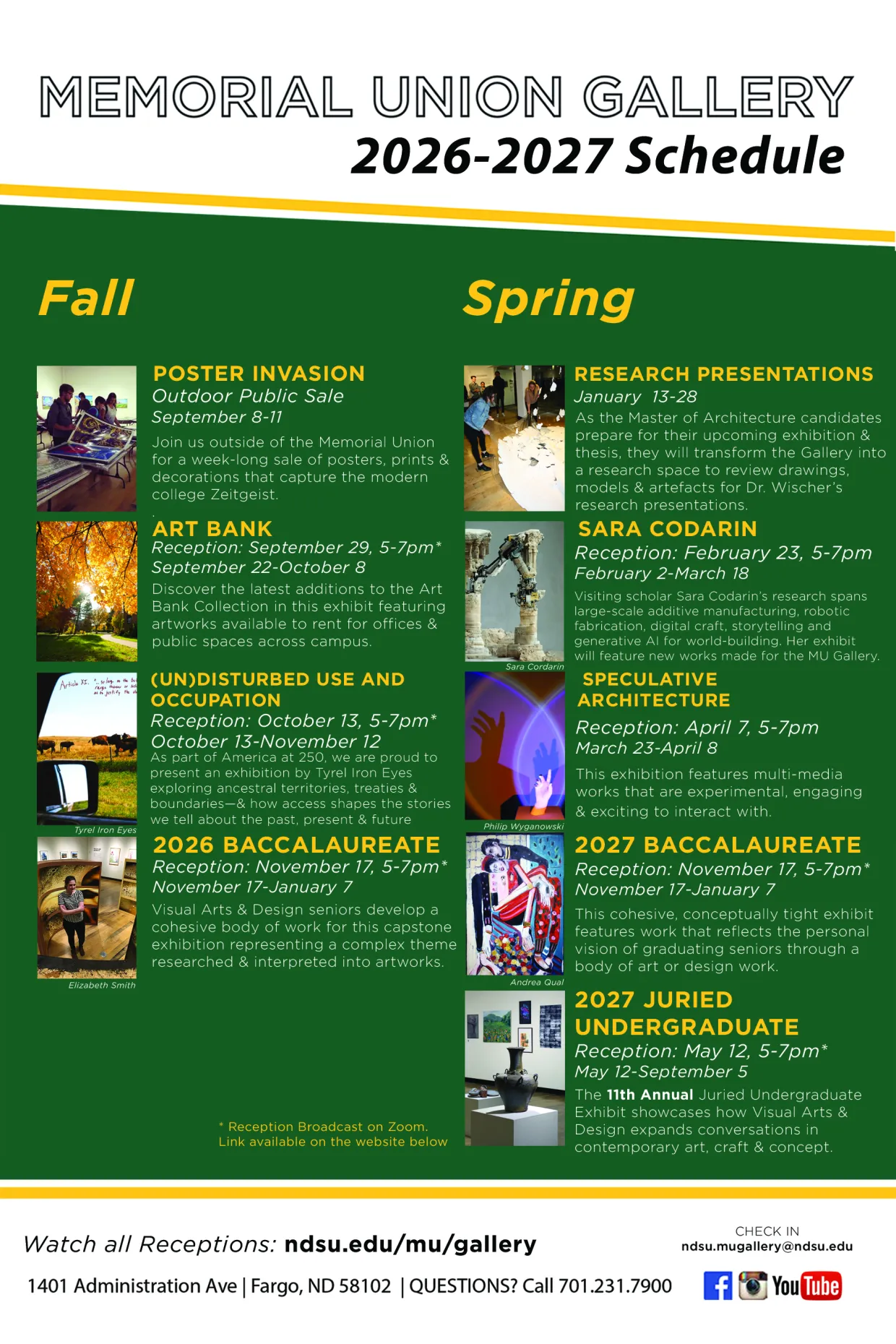 Postcard showing the upcoming 2026 2027 schedule