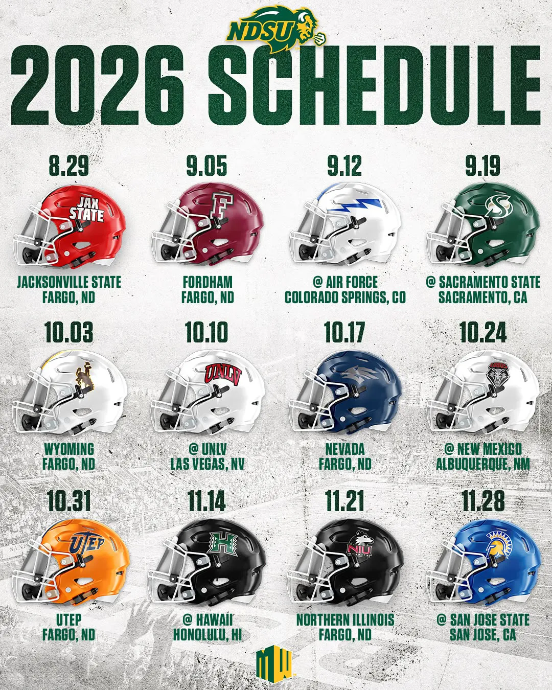 NDSU Bison 2026 Football Schedule graphic