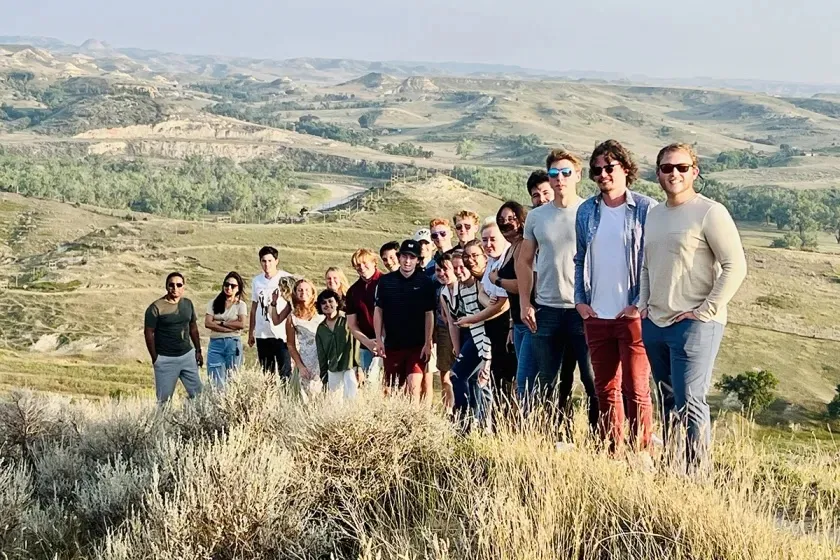 NDSU students stand outside in Medora, North Dakota. 