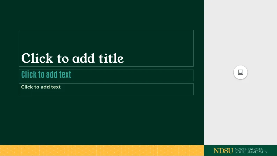 graphic showing the look of NDSU Branded Google Slide template #1