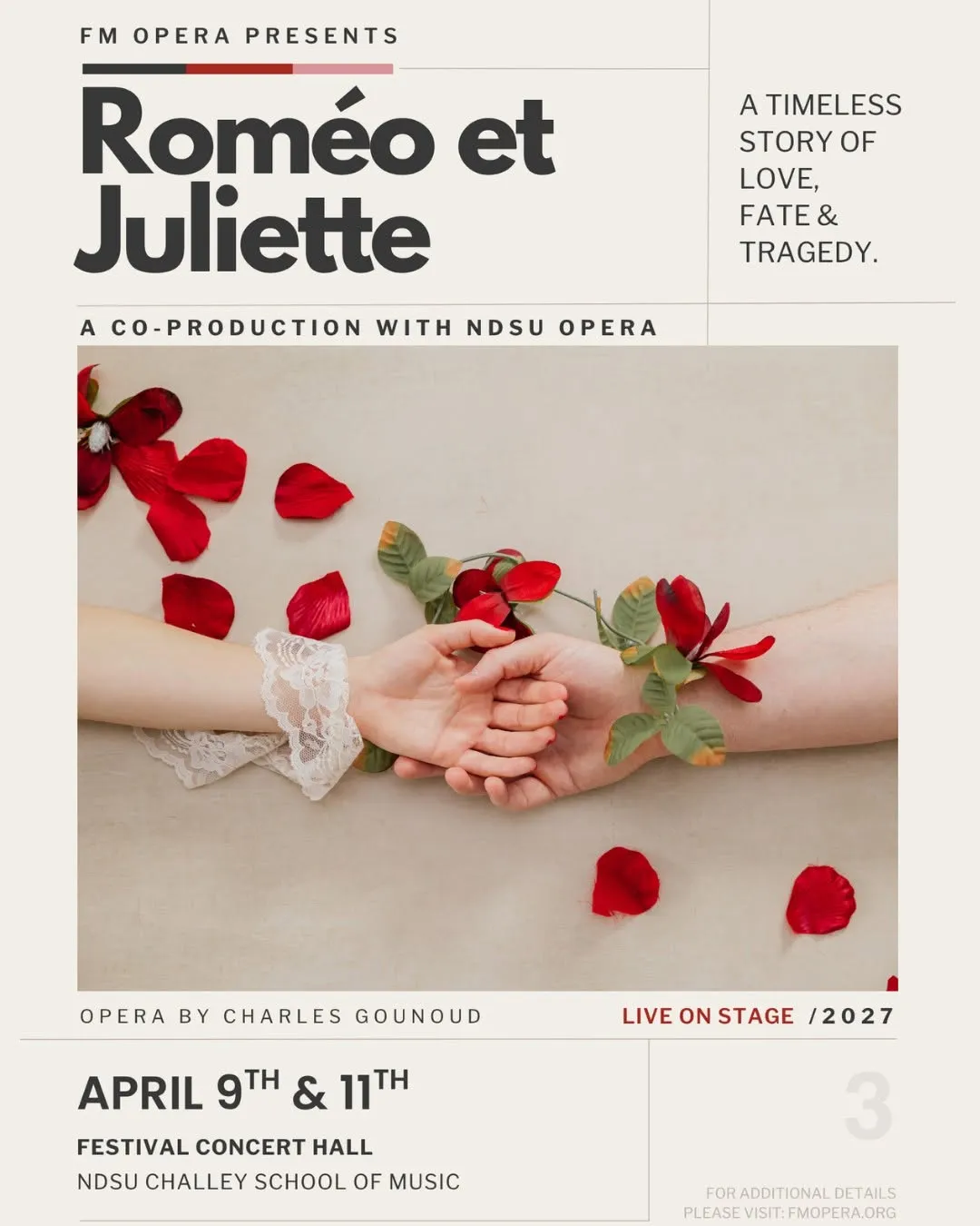 FM Opera's promotional image for its co-production of Romeo et Juliette with NDSU Opera