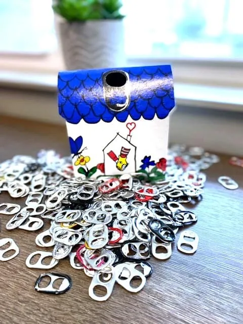 An image featuring donated pop tabs.