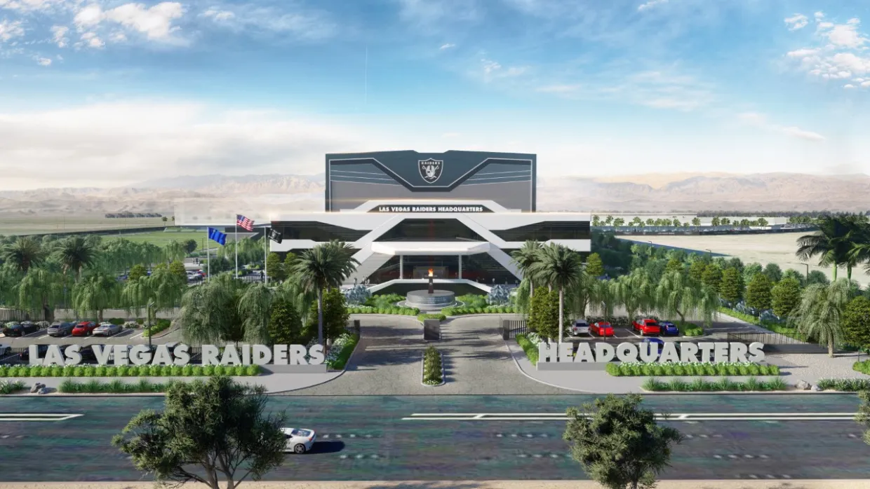 Evan Lecy rendering of the LA Raiders headquarters exterior.